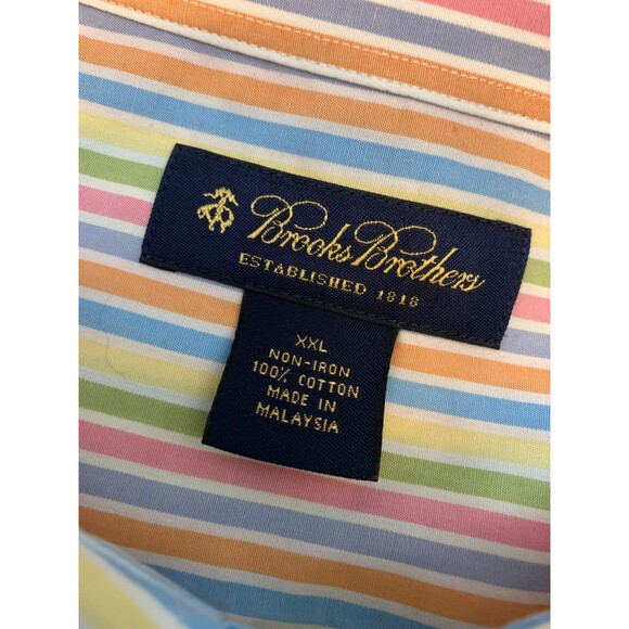 Brooks Brothers Button Shirt Mens 2XL Long Sleeve Non Iron Striped Preppy Cotton - Picture 6 of 7